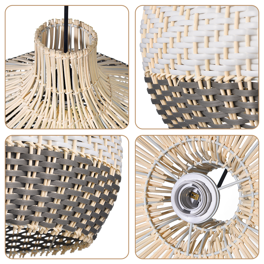 Grey Rattan Pendant Light Woven Rattan Lampshade-labpiecesign