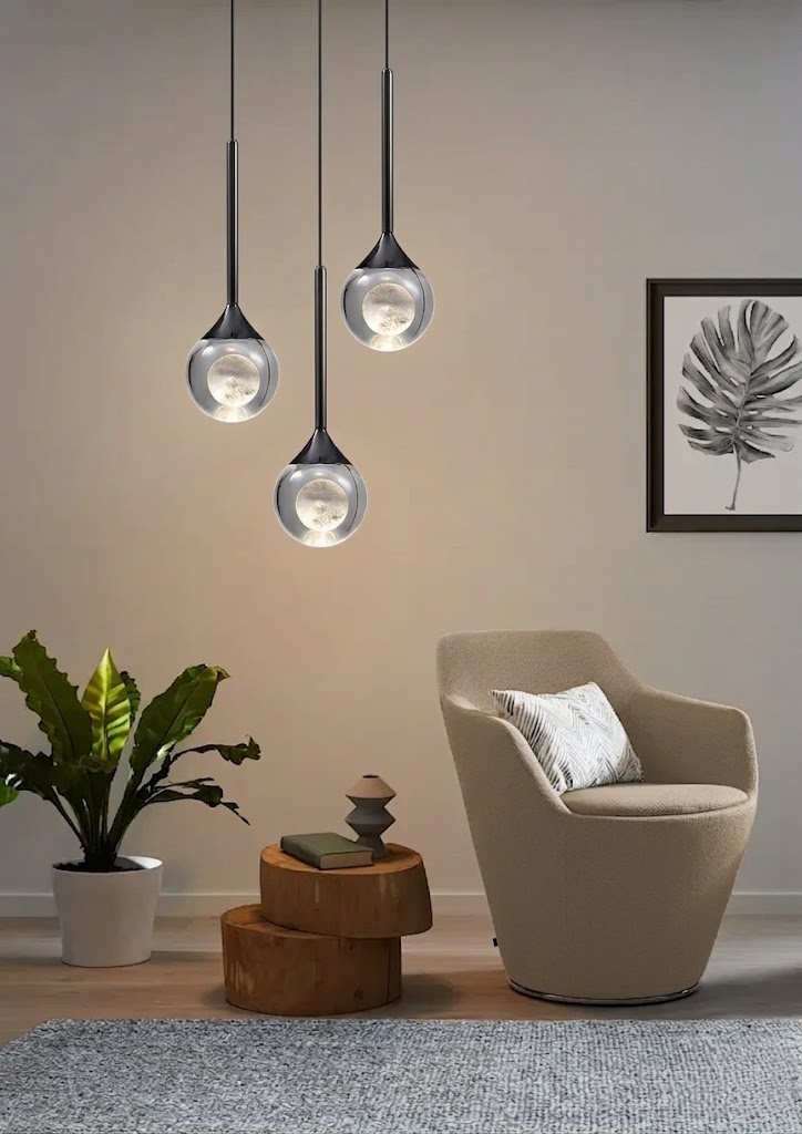 Modern Black LED Pendant Light for Dining Room