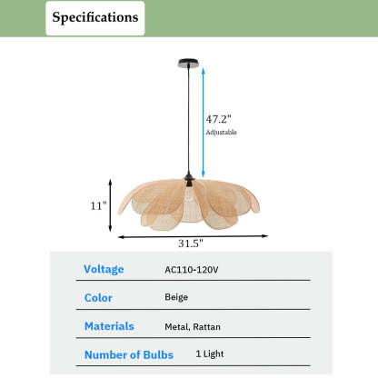 Rattan Petal Rustic Pendant Lamp Shade-labpiecesign