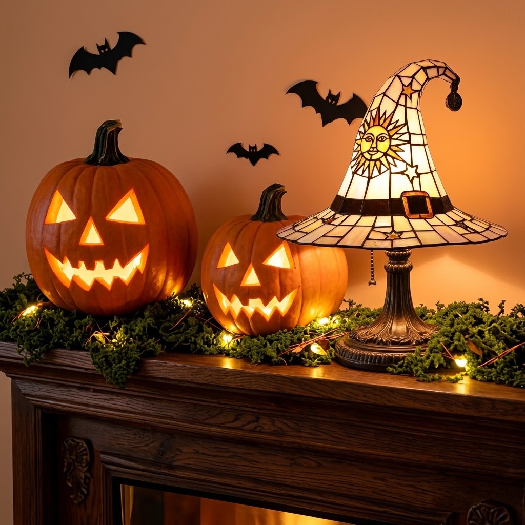 🪄 Halloween Witch Hat Lamp – USB LED Tabletop Night Light