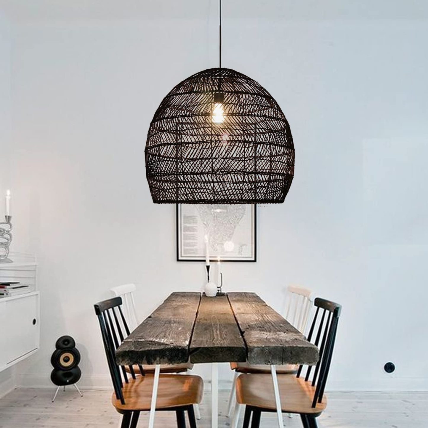 Handmade Rattan Lamp BELL Wicker Lamp Boho Style Lampshade Pendant Lamp-labpiecesign