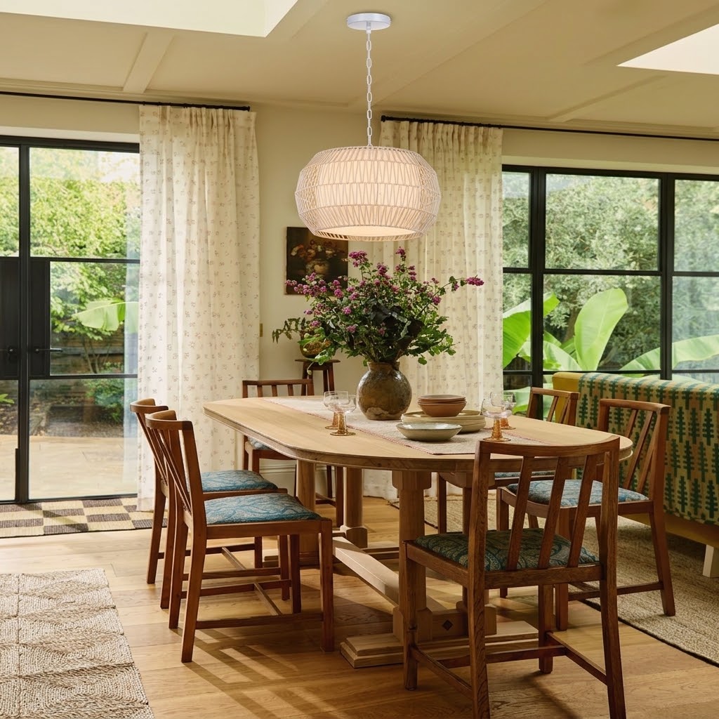 Natural Rattan Pendant Light, Boho Woven Ceiling Light