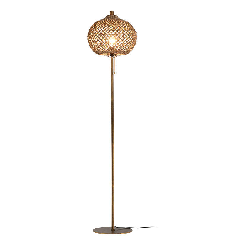Rattan Woven Floor Lamp for Living Room Sofa Side