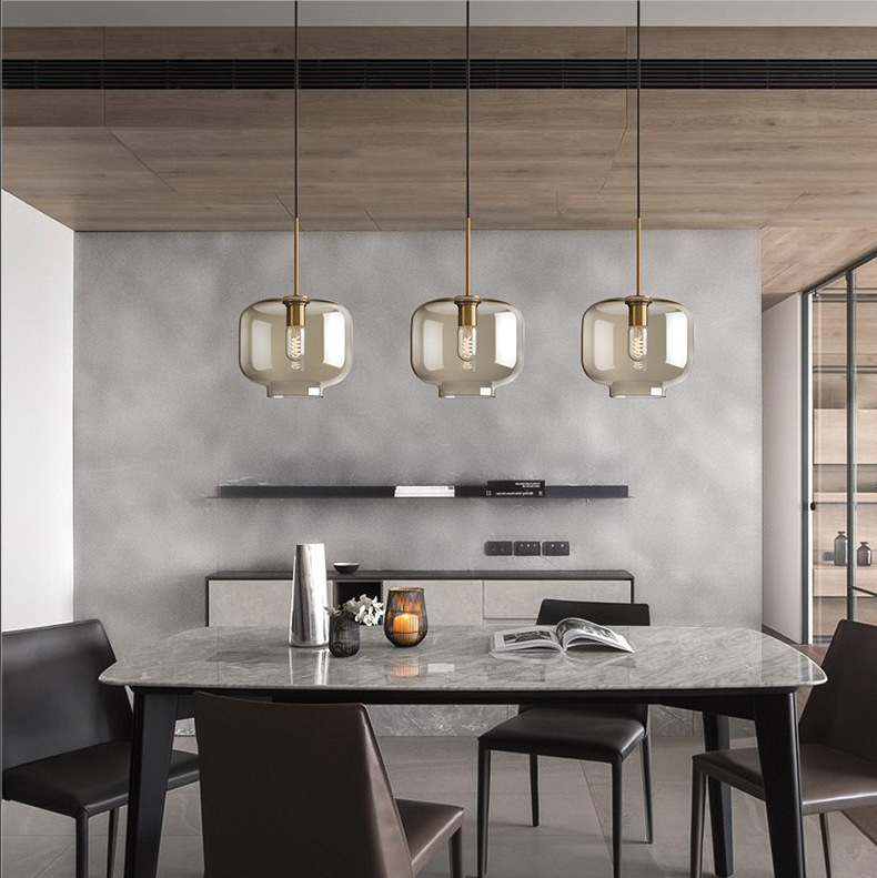 Modern minimalist glass pendant light for cafes restaurants and bars
