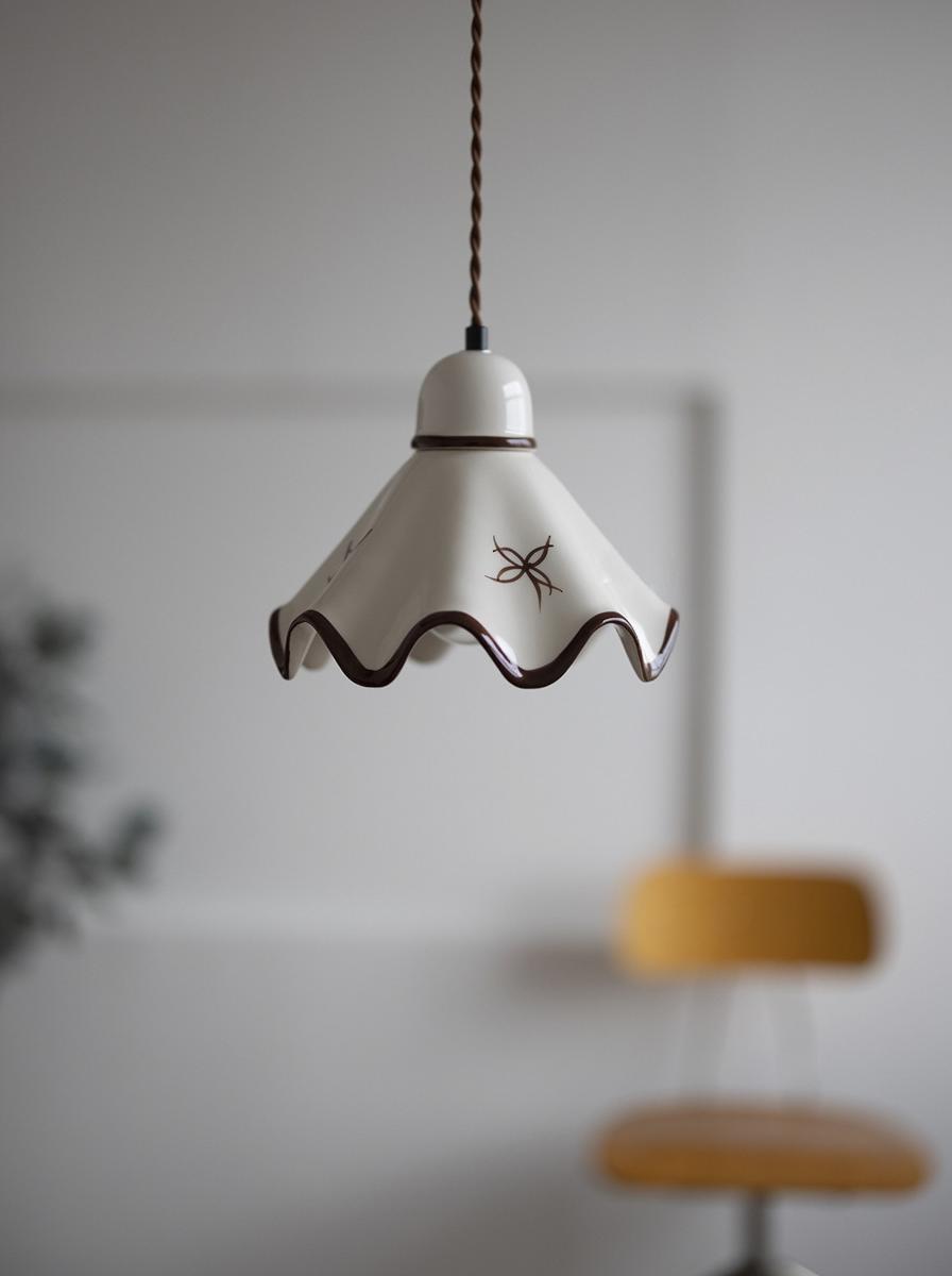 Antique hand-painted Ceramic Pendant Lamp for Bedside