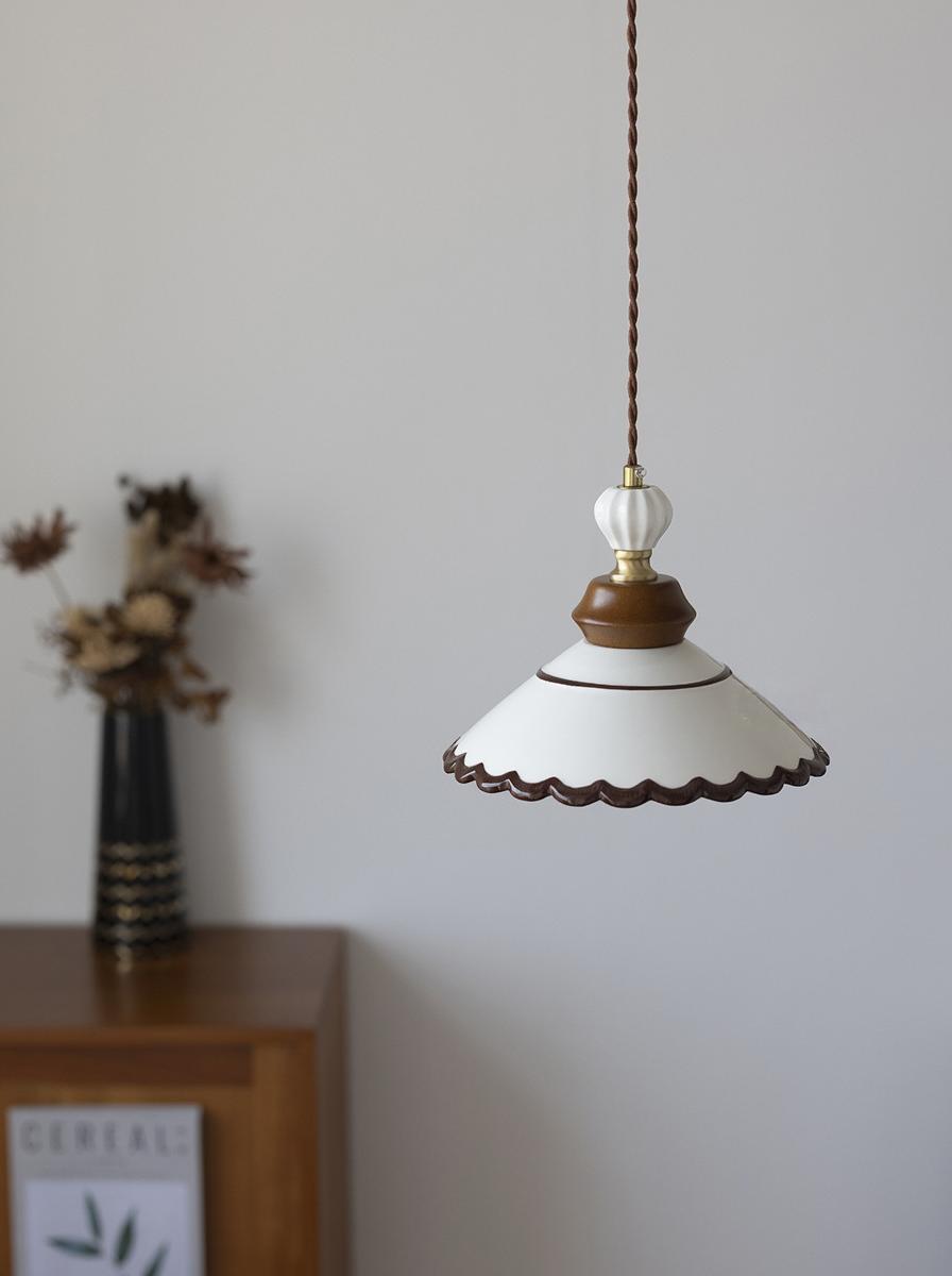 French Vintage Ceramic Pendant Lamp