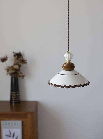 French Vintage Ceramic Pendant Lamp