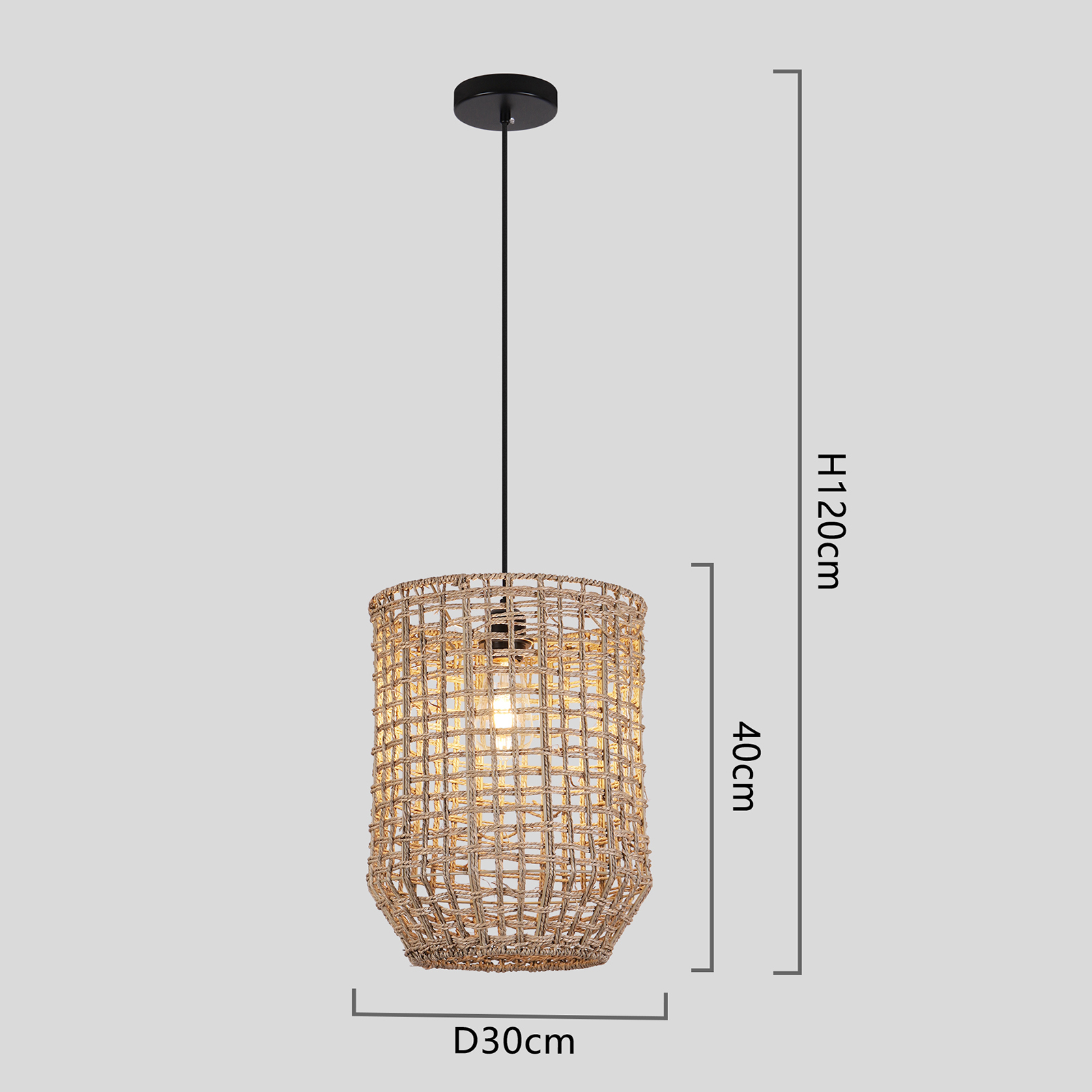 Retro Handmade Rattan Pendant Light for Kitchen Island
