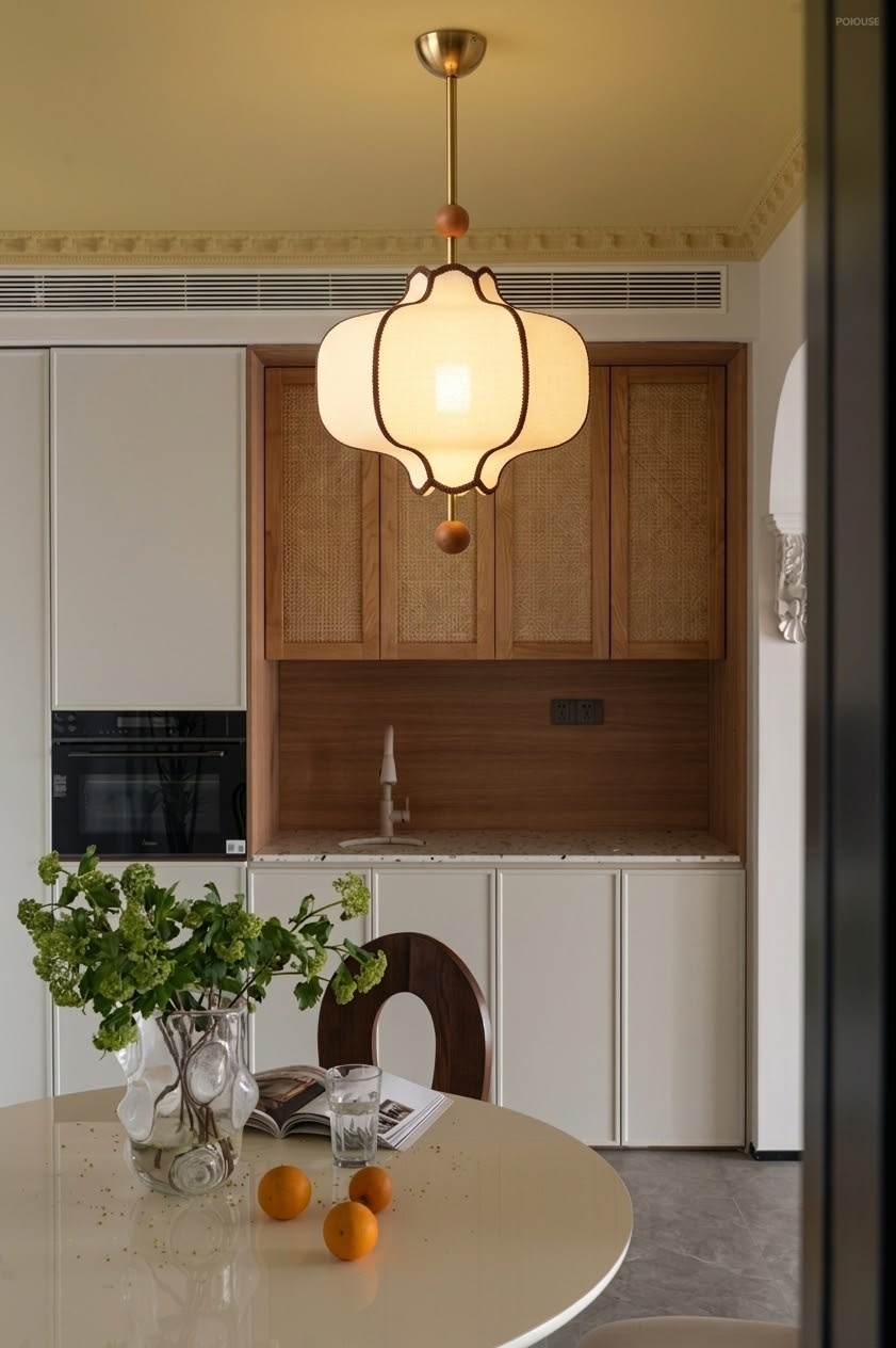 Vintage Fabric Lantern Pendant Light for Dining Room