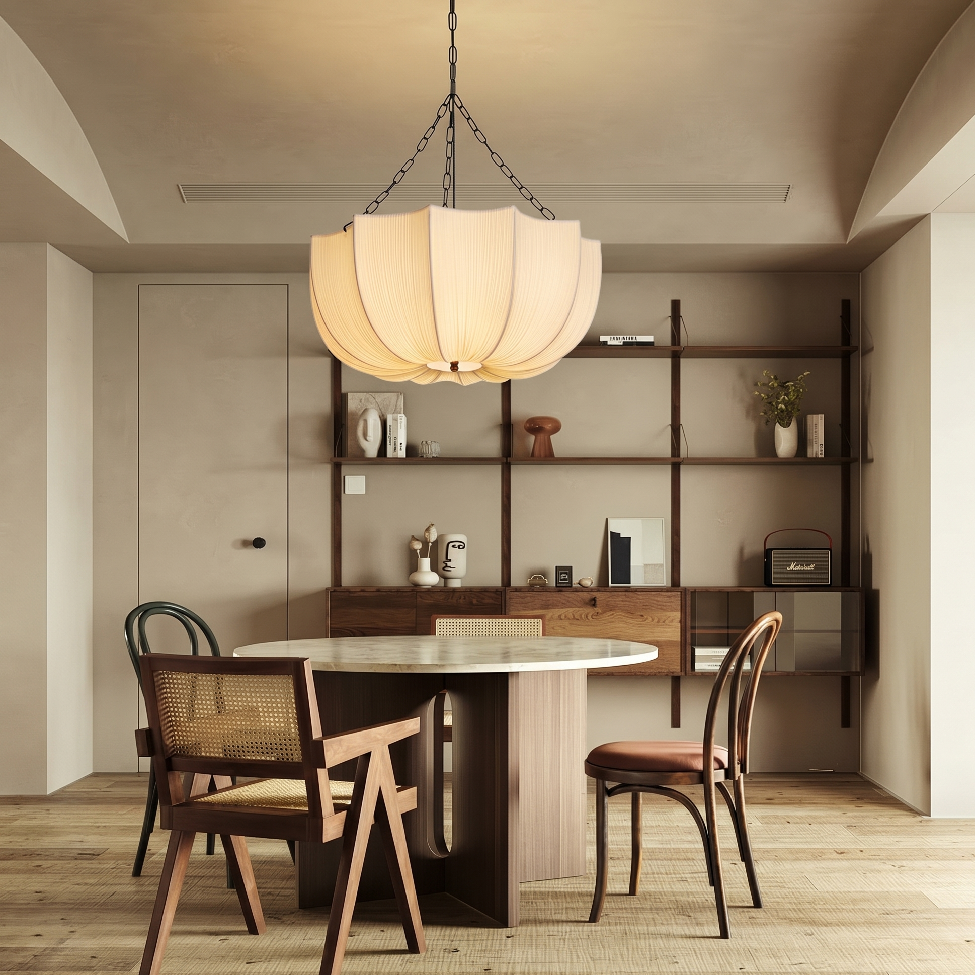 French-style Fabric Pendant Light,Elegant Minimalist Lighting for Living Room and Dining Room