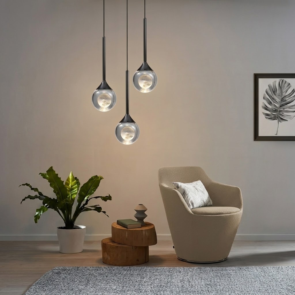 Modern Black LED Pendant Light for Dining Room