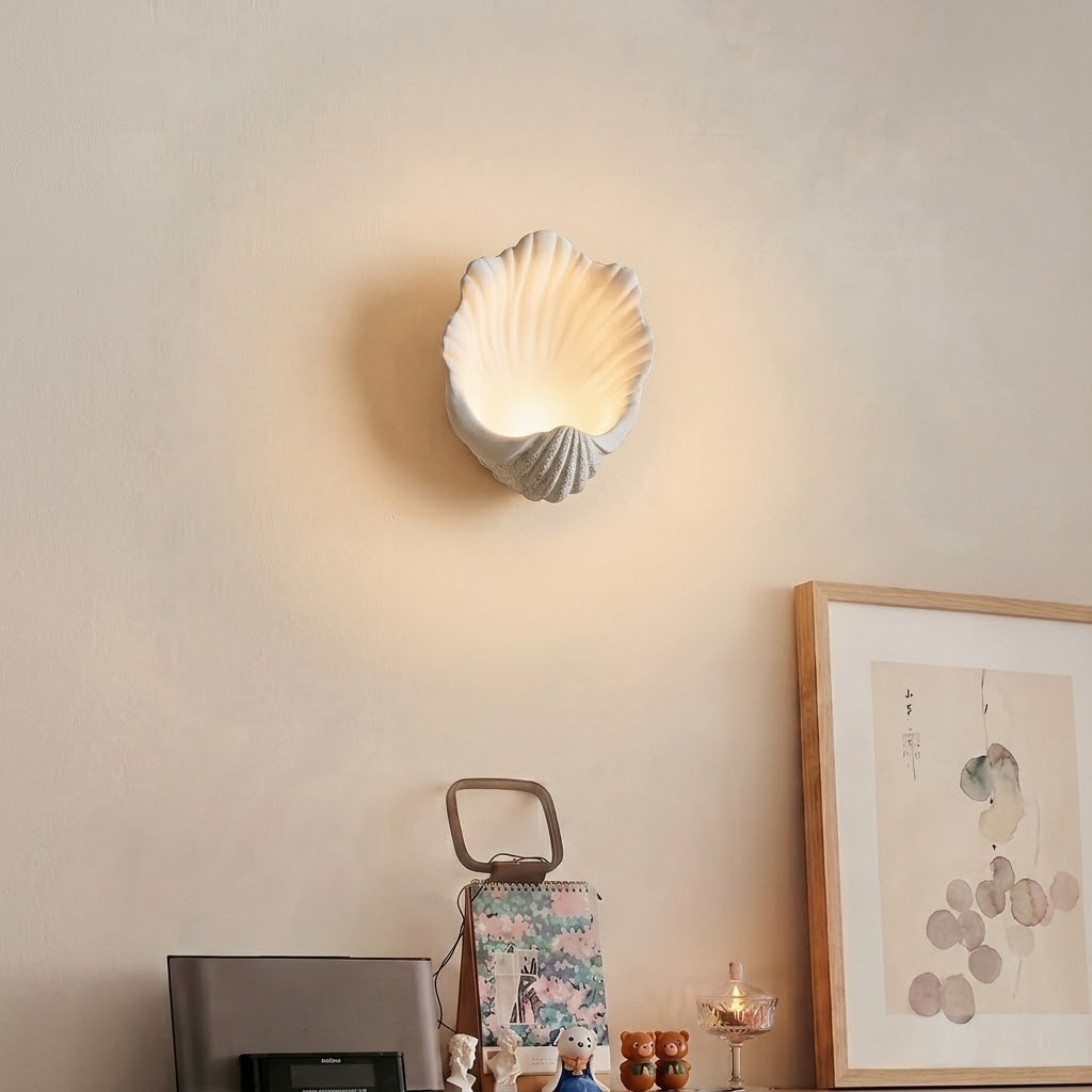 Sculptural Shell Wall Sconce for Bedroom
