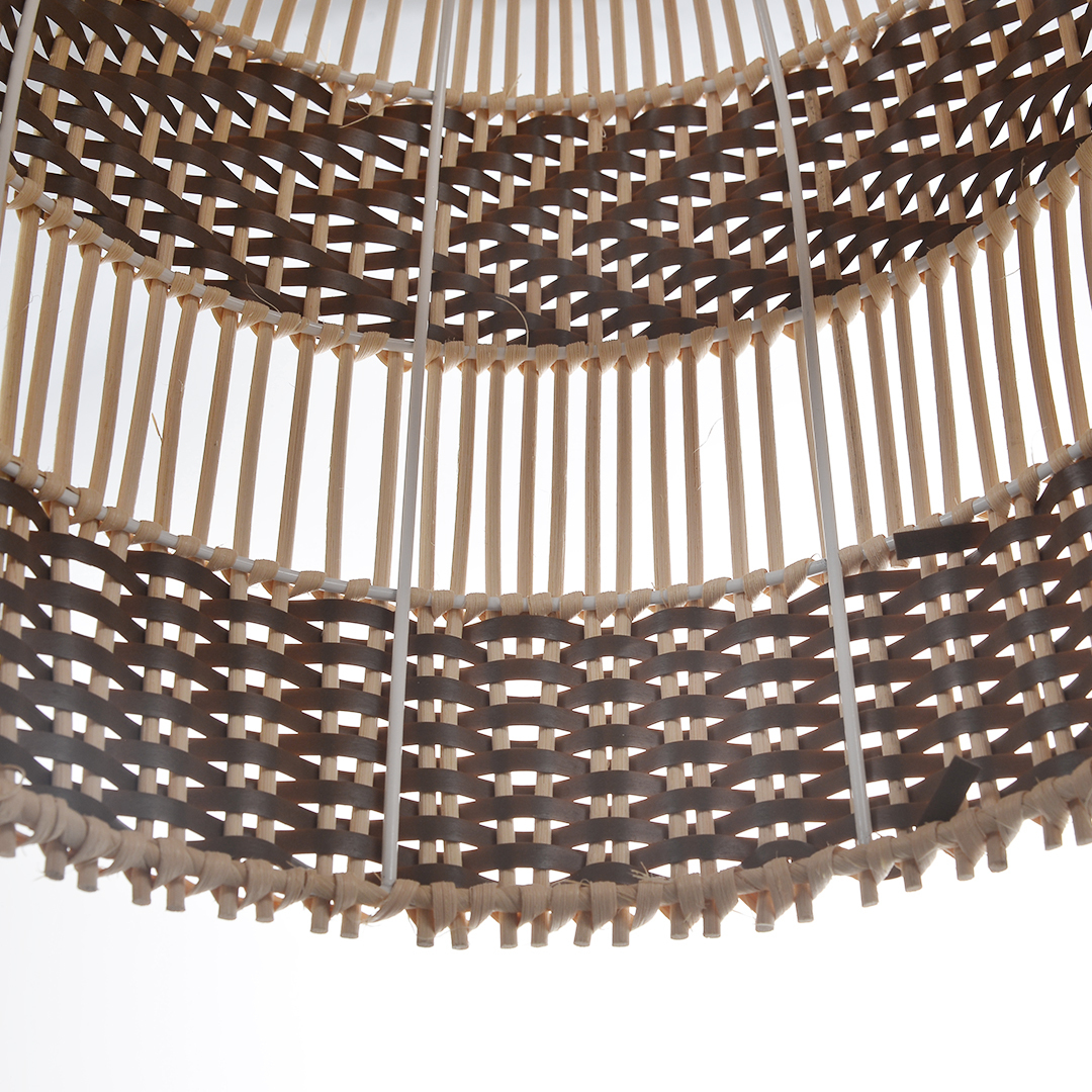 Boho Stripes Hand-woven Lampshade Elegant Rattan Pendant Light-labpiecesign