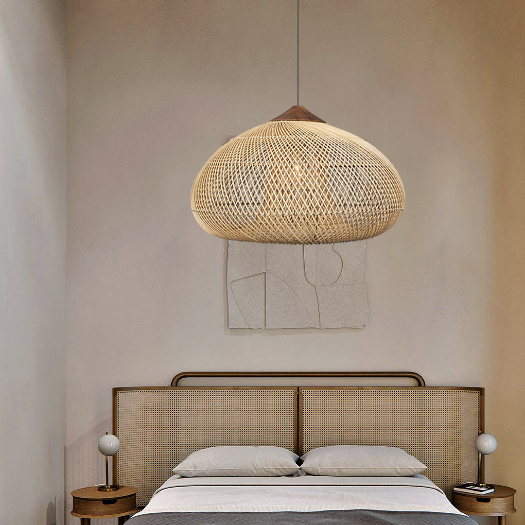 Japanese Style Wabi-sabi Style Rattan Drum Lamp-labpiecesign