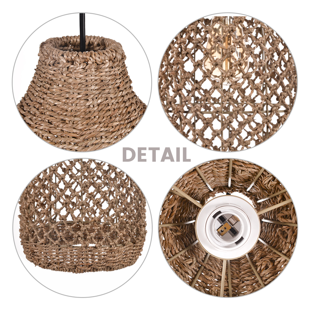 Boho Farmhouse Natural Rattan Ceiling Chandelier Lighting-labpiecesign