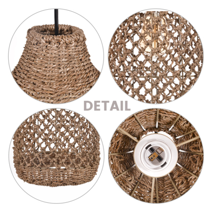 Boho Farmhouse Natural Rattan Ceiling Chandelier Lighting-labpiecesign