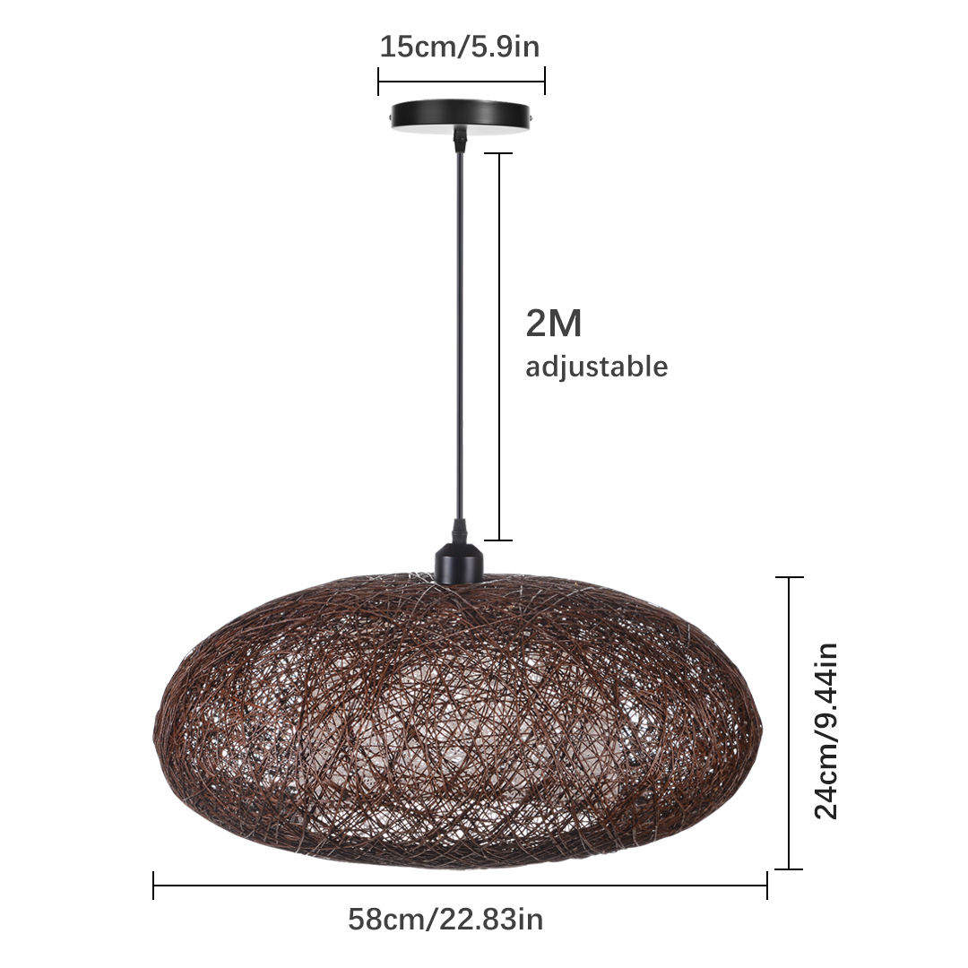 Handmade Oval Ball Rattan Light Hemp Ball Chandelier-labpiecesign