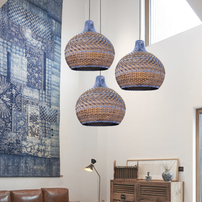 Purple Rattan Dome Pendant Lights-labpiecesign