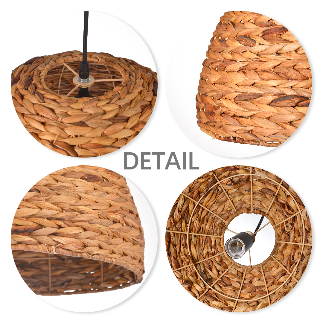 Basket Rattan Pendant Lights Seagrass Semi-circular Hand Woven Rattan Pendant Lights