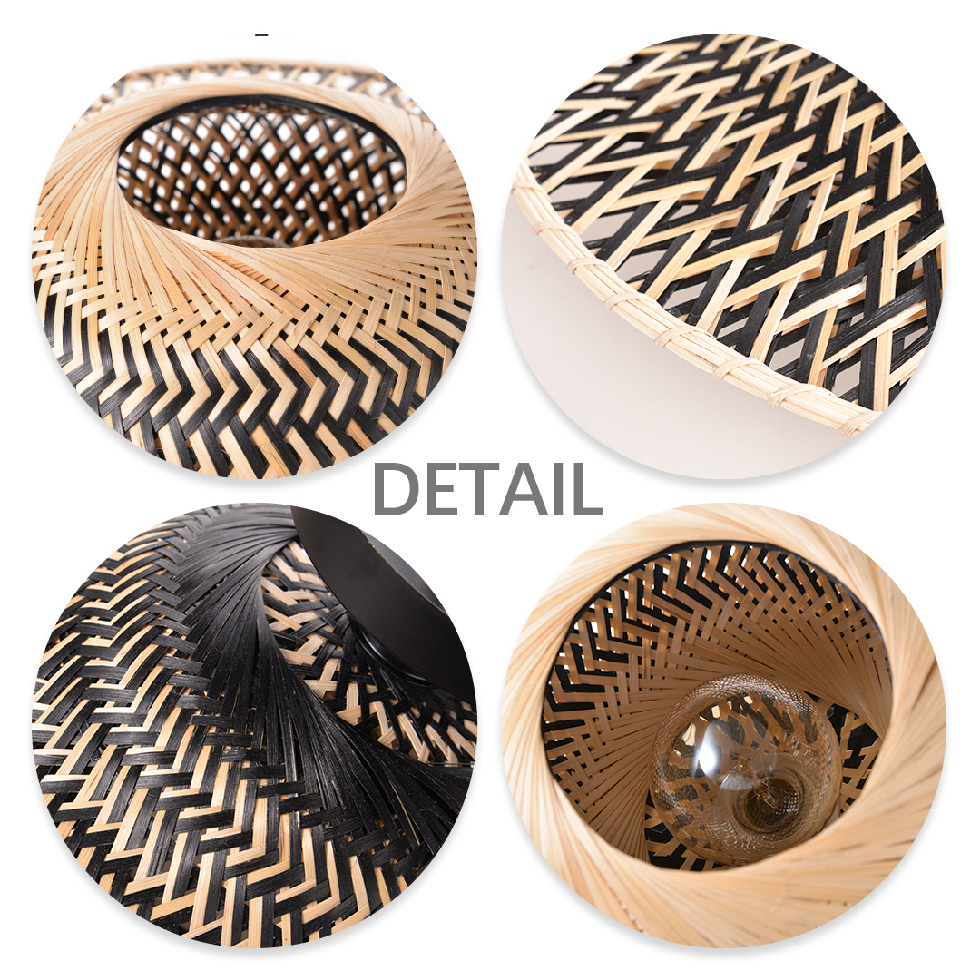 Black and white two-color rattan ceiling light-labpiecesign