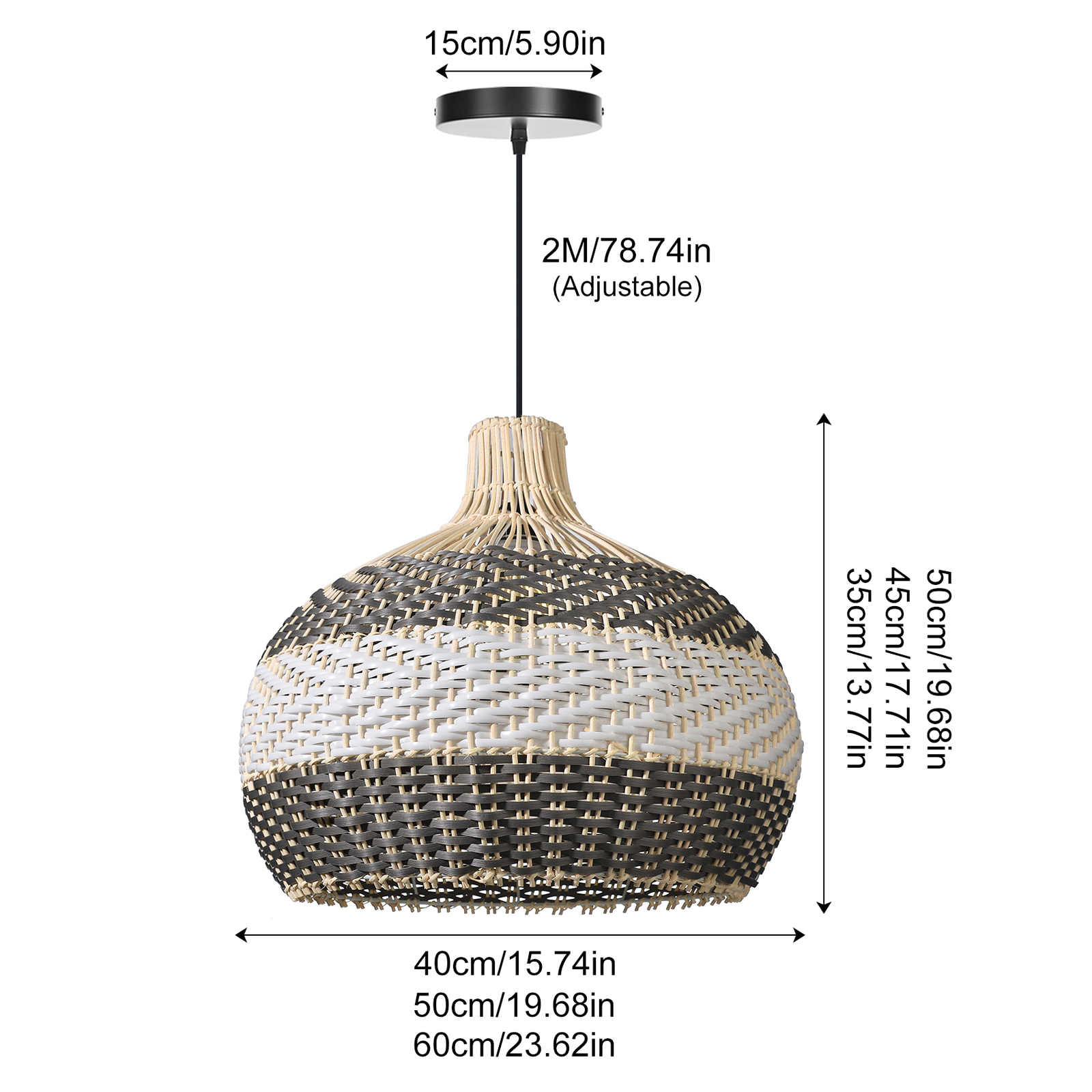 Grey Rattan Pendant Light Woven Rattan Lampshade-labpiecesign