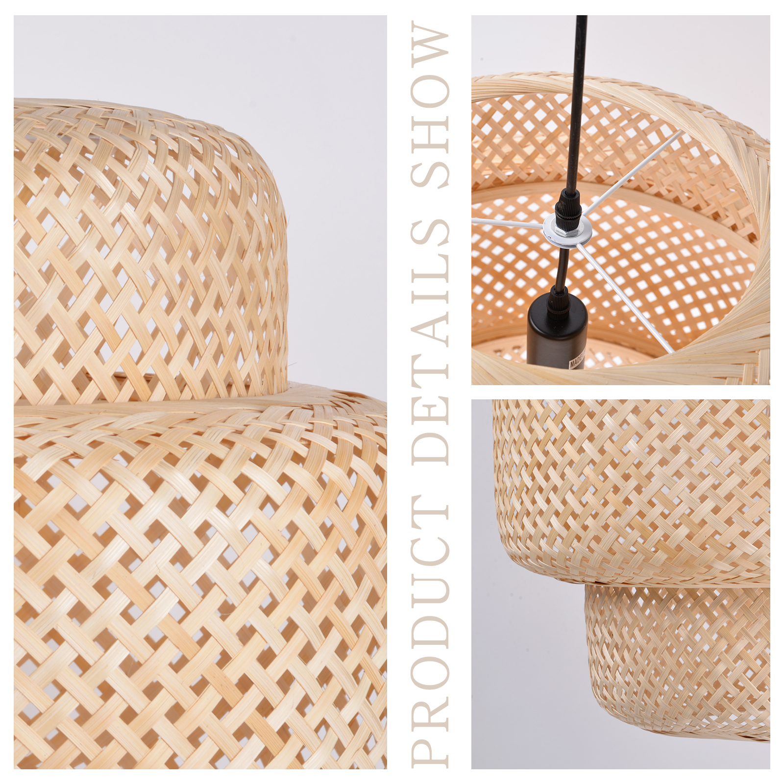 Tiered bamboo pendant light shade vintage diy lighting shade store-labpiecesign