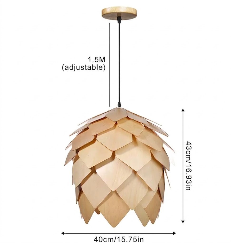 Creative Pine Cone Wooden Chandelier Pineapple Dining Rattan Lamp Home Decoration