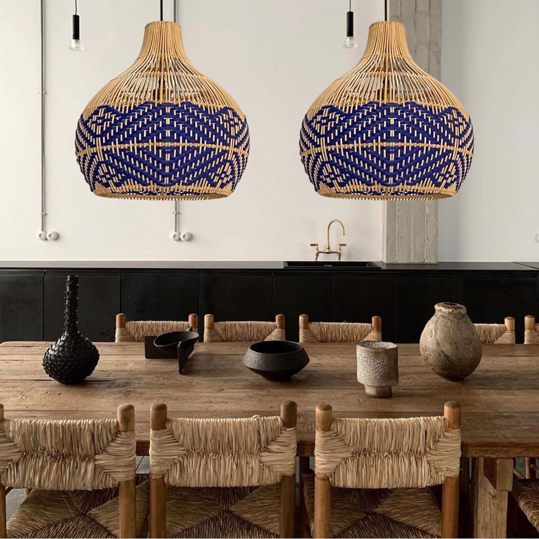 Blue Rattan Pendant Light Interior Designer Favorite-labpiecesign