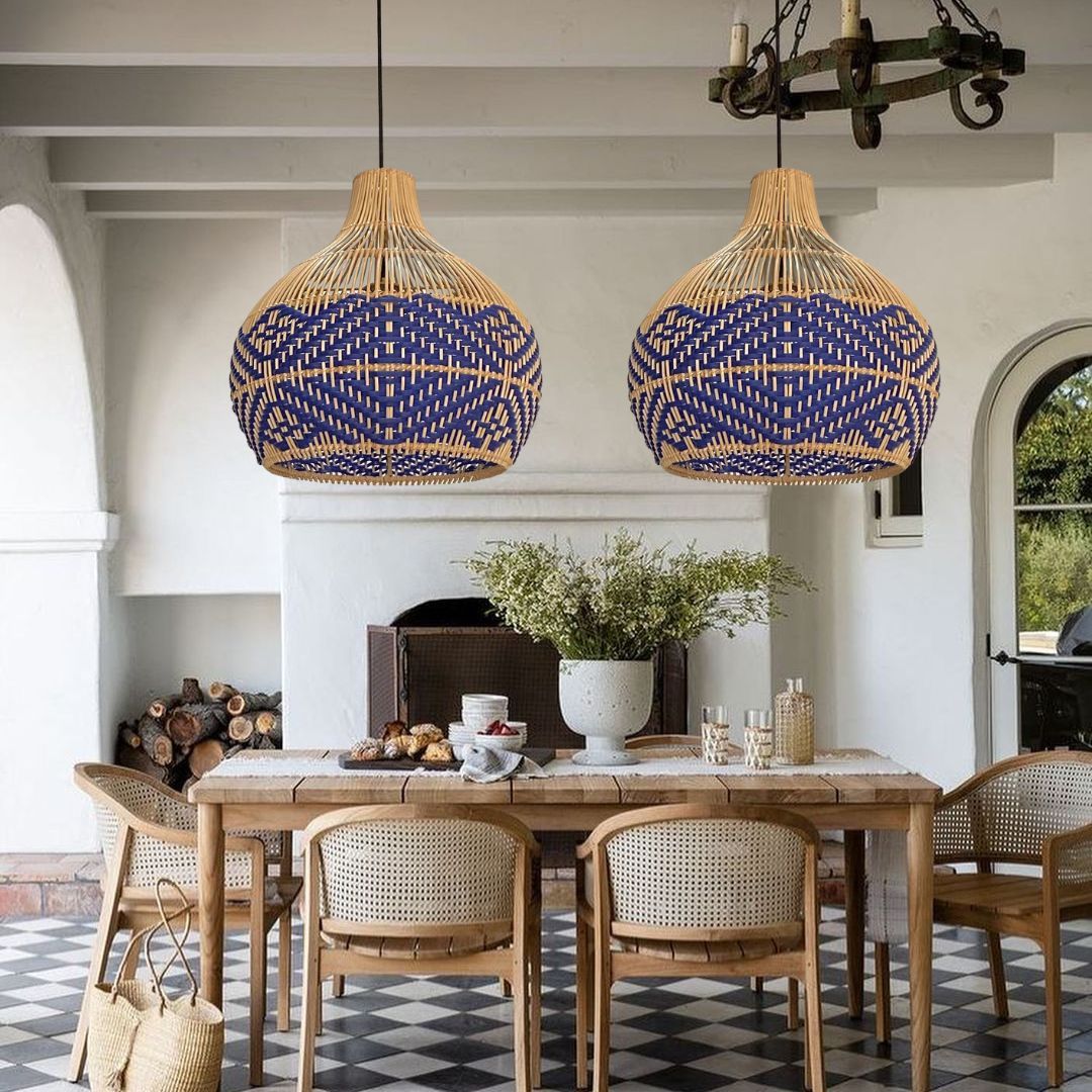 Blue Rattan Pendant Light Interior Designer Favorite-labpiecesign