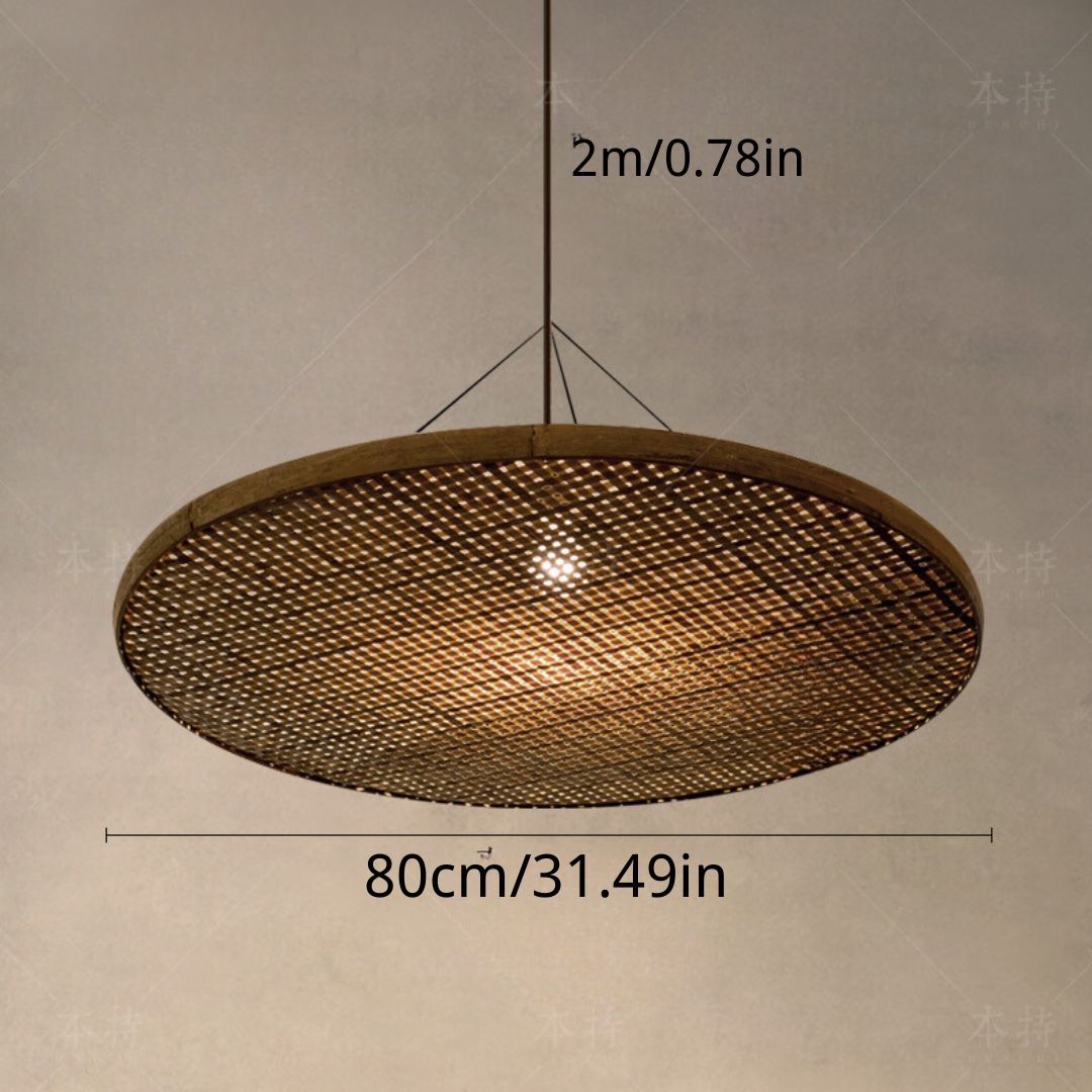 Wabi-sabi style empty basket bamboo pendant light
