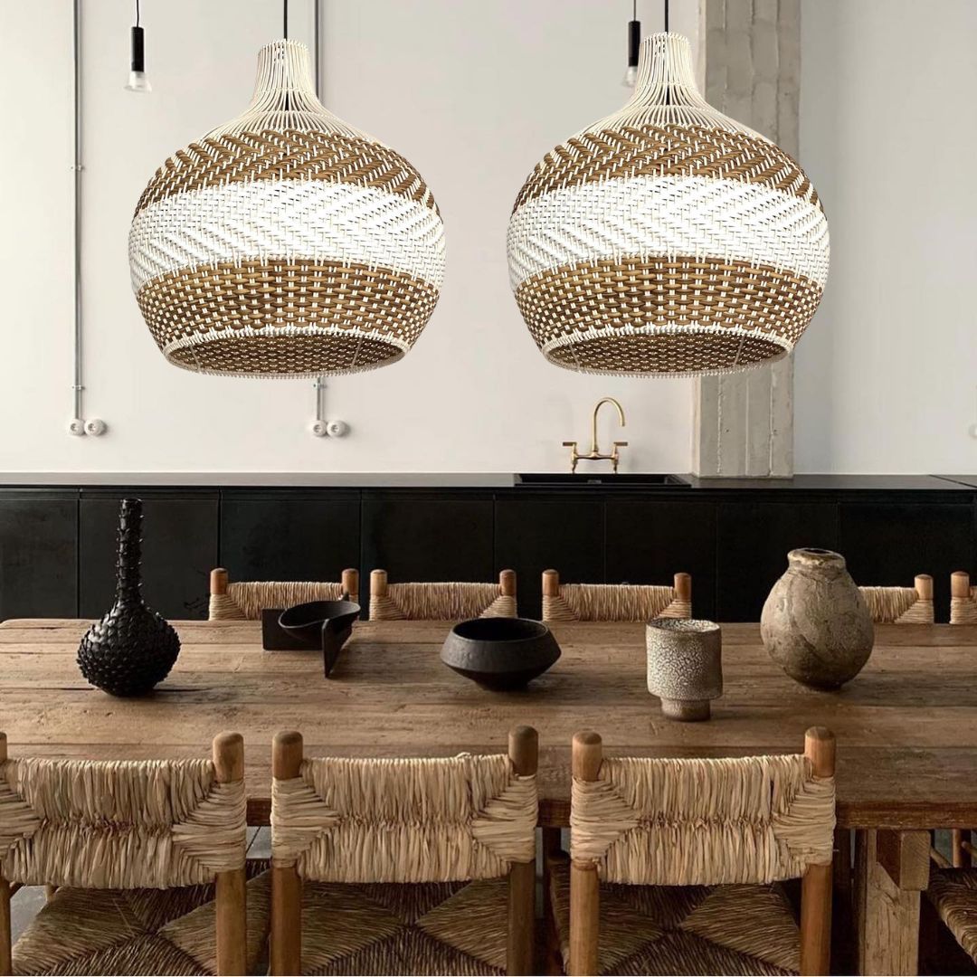 Simply White Rattan Pendant Light Bamboo Light-labpiecesign