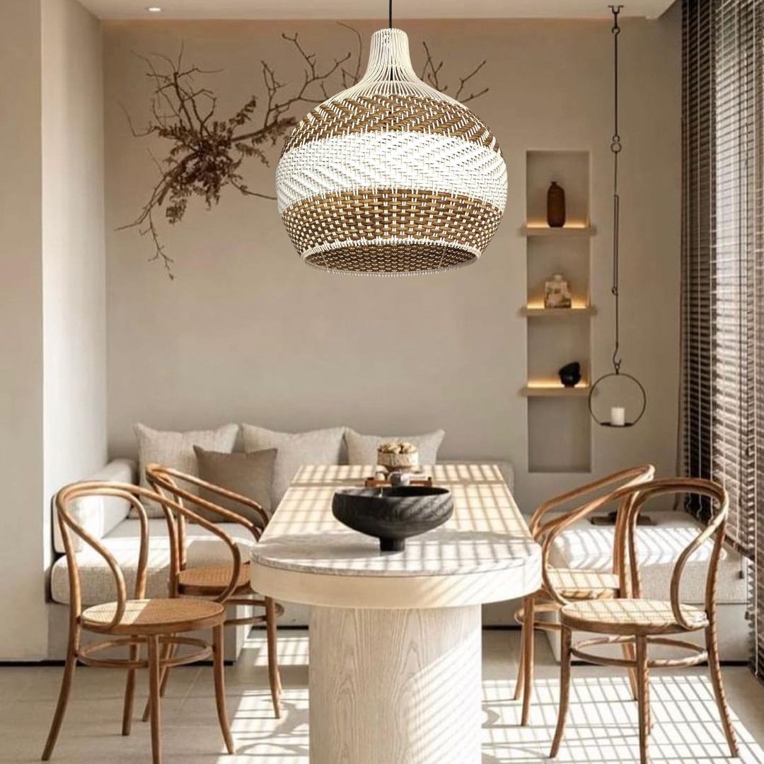 Simply White Rattan Pendant Light Bamboo Light-labpiecesign