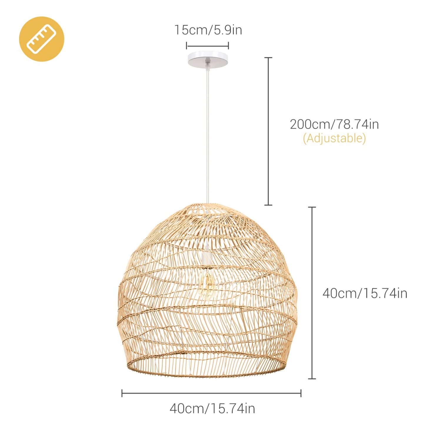 Handmade Rattan Lamp BELL Wicker Lamp Boho Style Lampshade Pendant Lamp-labpiecesign