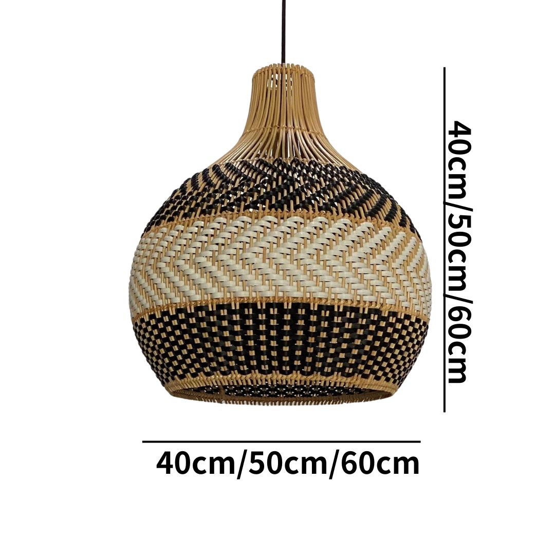 Black And White Stripes Rattan Pendant Light Coastal Interior Design