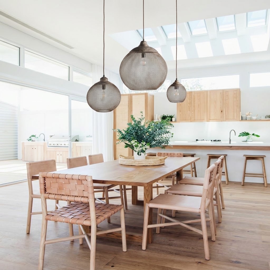 Rustic Woven Metal Pendant Light for Dining Room
