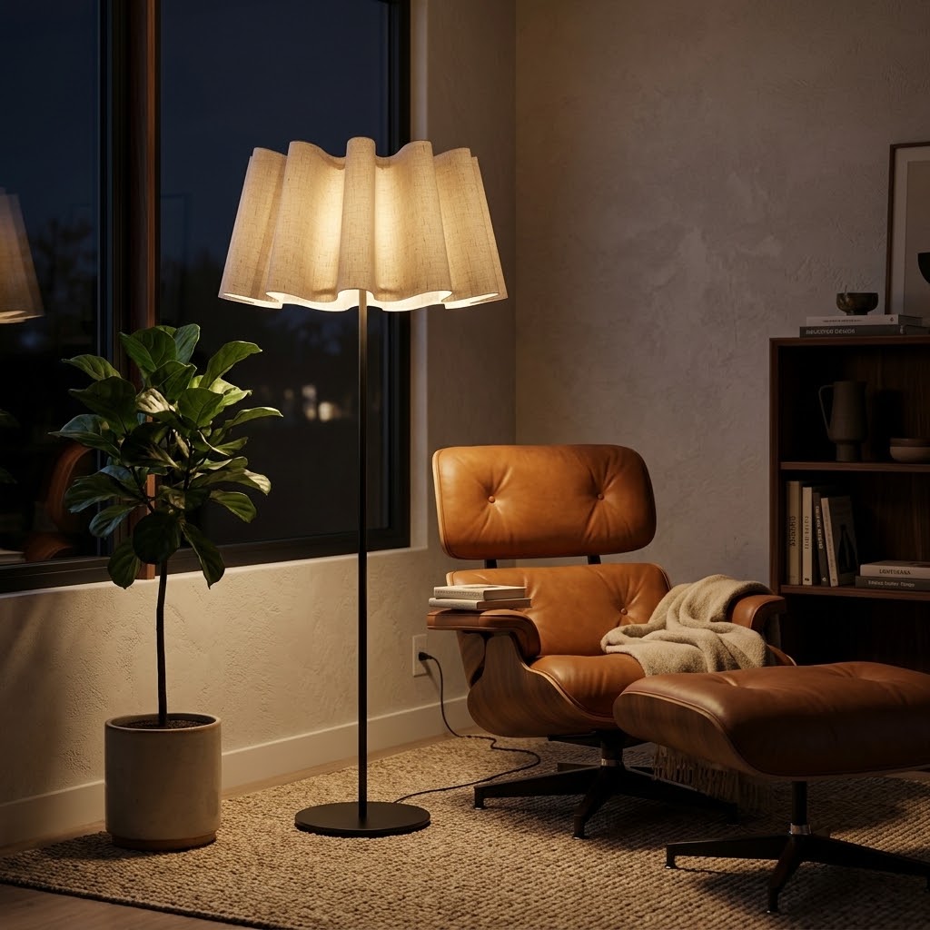 Modern Pleated Fabric Floor Lamp
