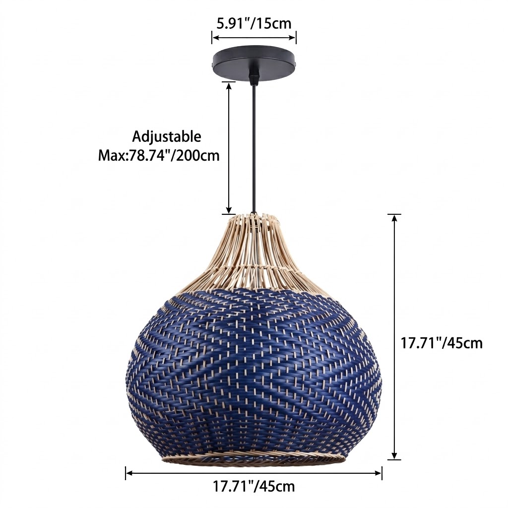 Coastal Woven Blue Pendant Light for Kitchen & Dining Room