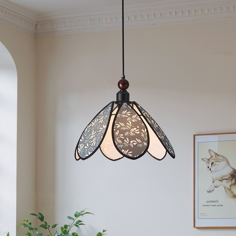 Fabric Printed Pendant Light for Bedroom