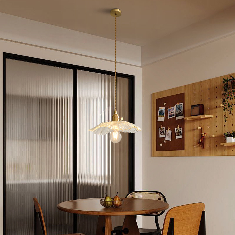  Vintage Lotus Leaf Glass Pendant Light