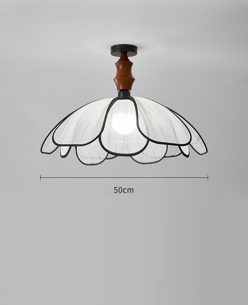 French Petal Ceiling Fabric Bedroom Light Fixture