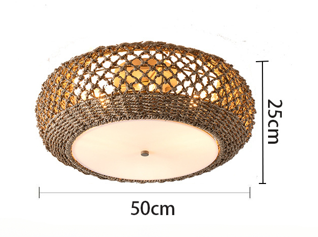 Wabi-Sabi Style Japanese Ceiling Light Rustic Rattan Corridor Aisle Light Vintage Wood Entrance Hallway Balcony Cloakroom Lighting