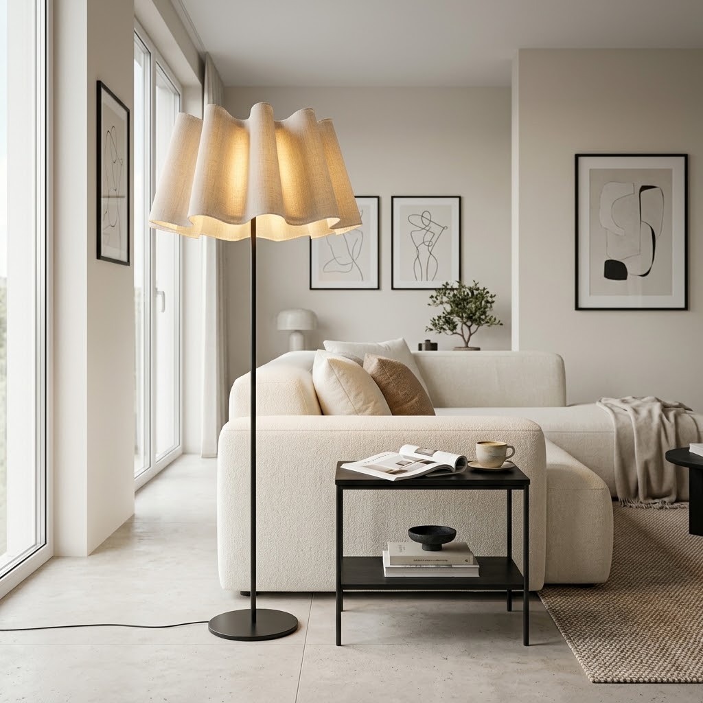 Modern Pleated Fabric Floor Lamp