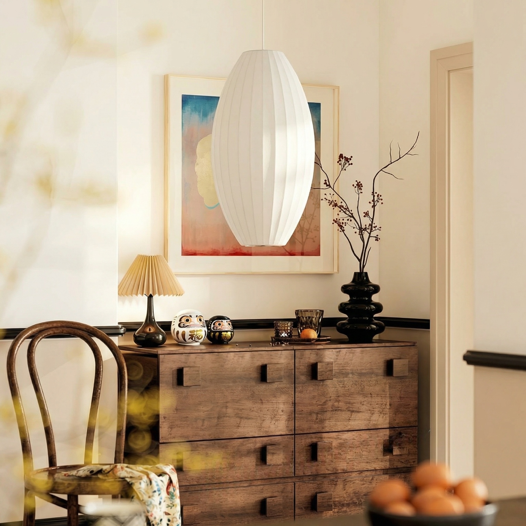 Nordic White Minimalist Fabric Pendant Light for Home Decor