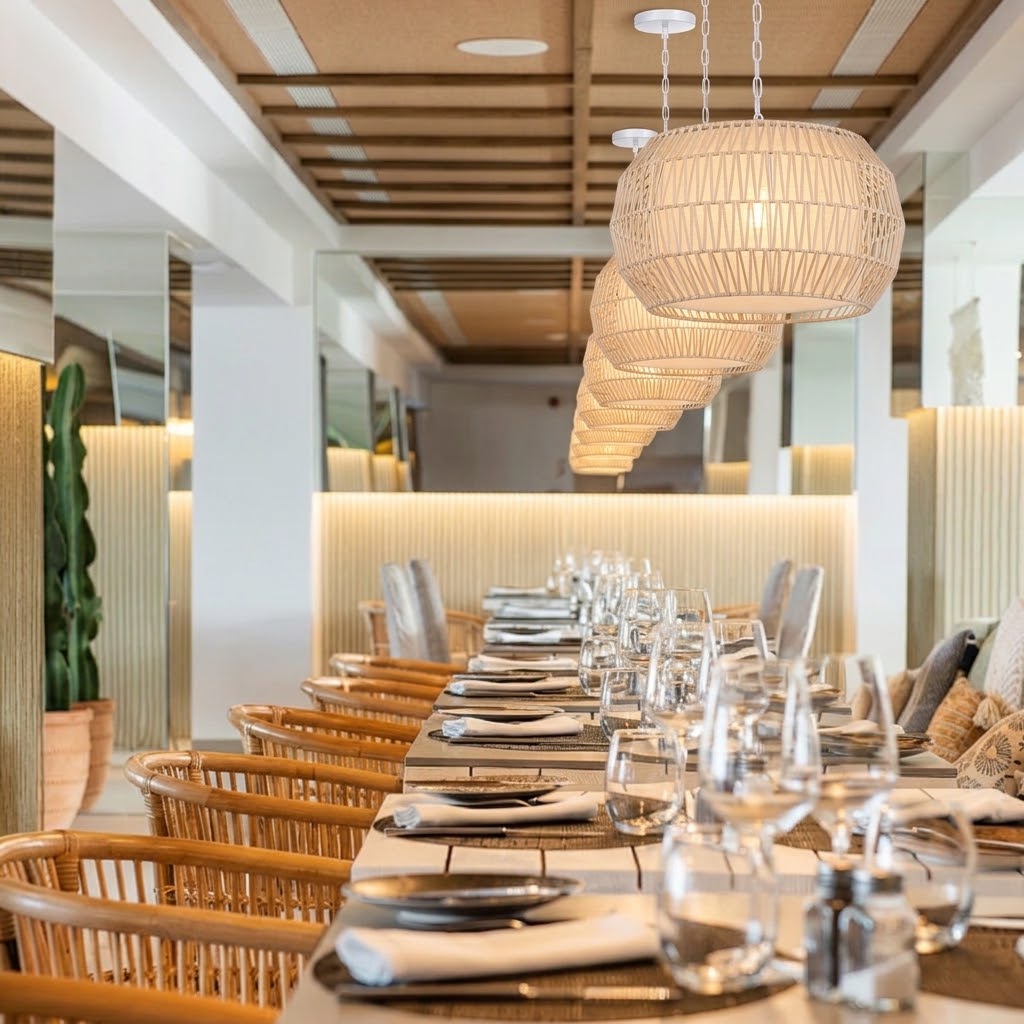 Natural Rattan Pendant Light, Boho Woven Ceiling Light