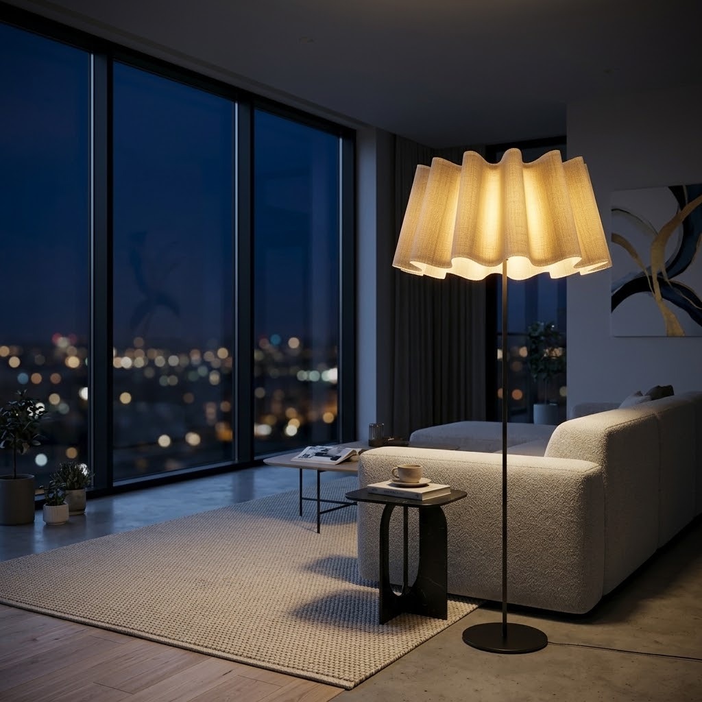 Modern Pleated Fabric Floor Lamp