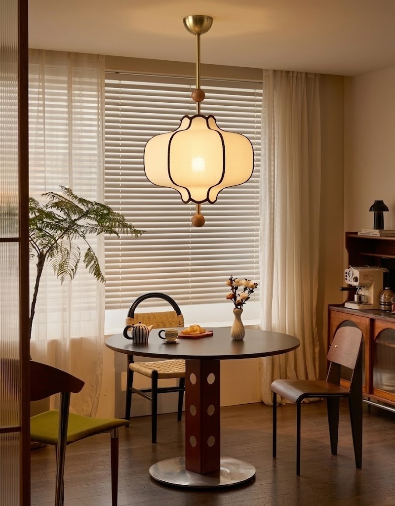 Vintage Fabric Lantern Pendant Light for Dining Room