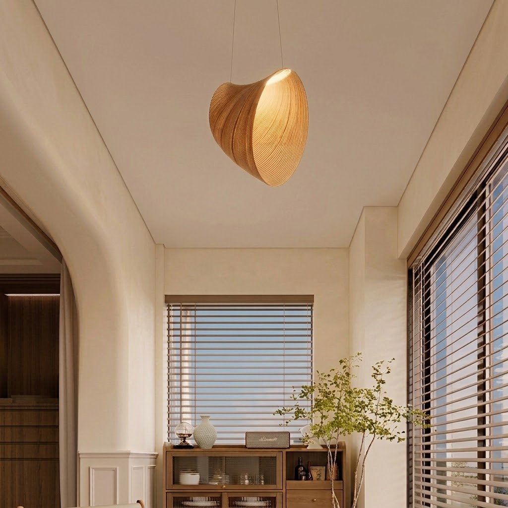Sculptural Rattan Pendant Light for Dining Room