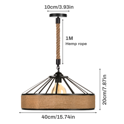 Retro Industrial Style Retro Iron Hemp Rope Pendant Light-labpiecesign