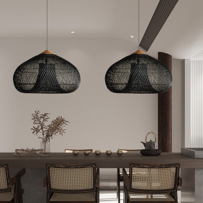 Japanese Style Wabi-sabi Style Rattan Drum Lamp-labpiecesign
