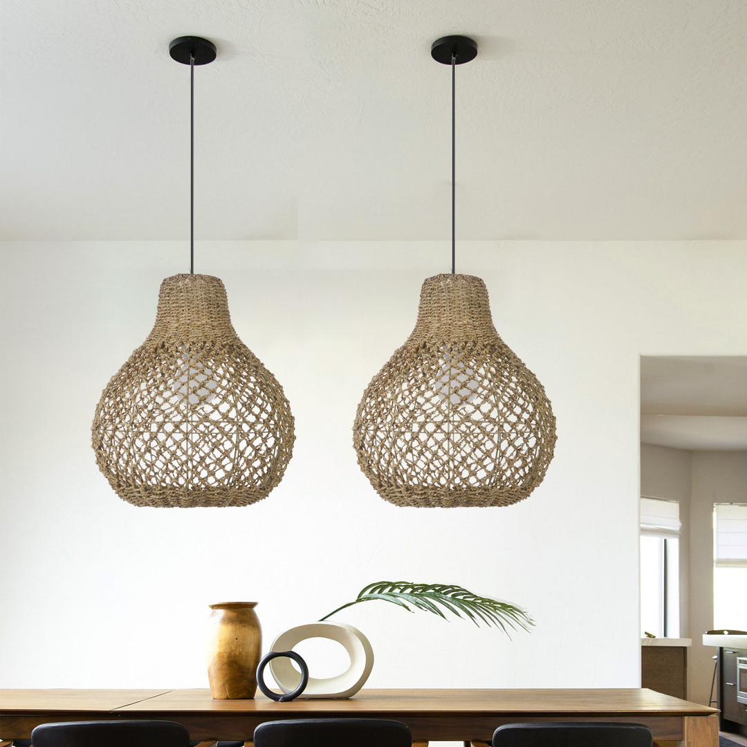 Handmade Natural Seaweed Hanging Lights Crafts Lampshade-labpiecesign